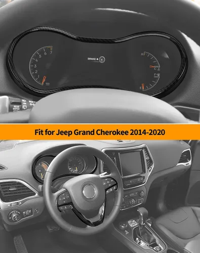 Vista 7 de Hoolcar Cubierta para volante de consola central, decoración de panel de salpicadero para Jeep Grand Cherokee 2014-2020, fibra de carbono