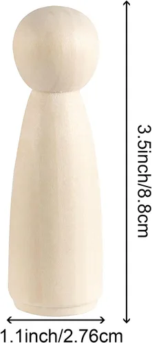 Vista 2 de HOIGON 30 muñecas de madera de 3.5 pulgadas, muñeca de madera sin terminar de 3.543 in para manualidades, boda, decoración de pasteles, pintura