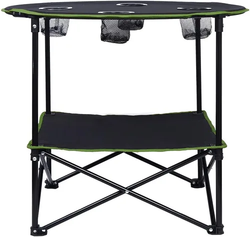 Vista 4 de LEADALLWAY Mesas de Camping Plegables Ligeras Mesa Portátil para Exteriores con 4 Portavasos y Bolsas de Transporte para Picnic al Aire Libre, negro