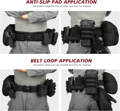 Vista 6 de YAKEDA Tactical Airsoft Battle Belt for Men, 1.75" & 1.5" Rigger Heavy Duty Belt 3pcs,ideal for hunting, hiking