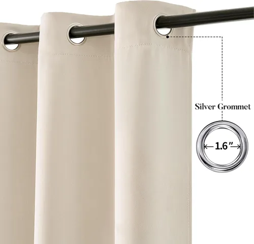 Vista 2 de WUBODTI - Cortinas opacas 100% crema para dormitorio o sala de estar de 84 pulgadas de largo, 2 paneles, cortinas modernas de aislamiento térmico