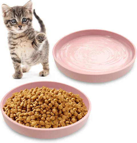 Vista 26 de Tazón de silicona poco profundo para perros, tazones de comida para gatos de 7 pulgadas, platos planos para cachorros, lindos platos para fatiga