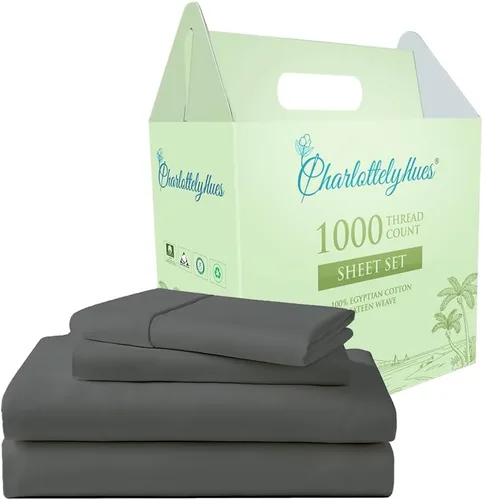Vista 11 de CharlottelyHues Juego de sábanas de 4 piezas 100% algodón egipcio de lujo, transpirable, suave, ajuste cómodo, acabado satinado, se adapta a Borgoña