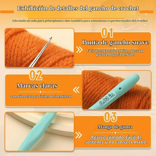 Vista 3 de SHWAKK Gancho de ganchillo pequeño, ganchos de ganchillo ergonómicos
