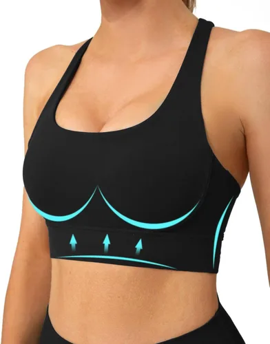 Vista 4 de Comper Brasier deportivo para mujer, sin varillas, espalda cruzada, brasier de entrenamiento sexy, tirantes cruzados, brasier deportivo de yoga