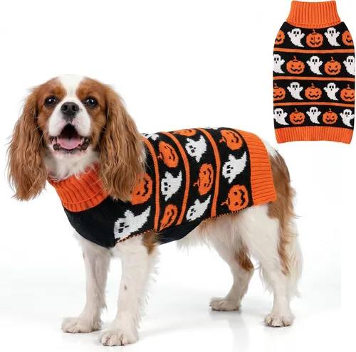 Vista 8 de KYEESE Suéter de Navidad para Perro, Suéter Cálido de Cuello de Tortuga para Perros Pequeños Macho y Hembra con Patrón de Copo de Nieve y Reno, Ropa