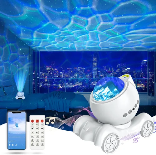 Vista 9 de ENOKIK Proyector de Luces del Norte, Proyector de Estrellas Aurora con Altavoz Bluetooth Integrado, Máquina de Ruido Blanco para Niños y Adultos