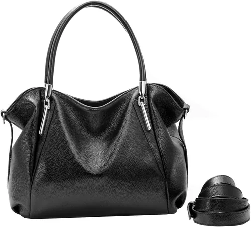 Vista 3 de HESHE Bolsos y bolsos de cuero genuino para mujer, bolso de mano con asa superior, bolso Hobo, bolso de mano, bolso cruzado para mujer