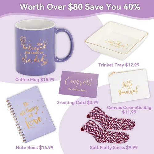 Vista 4 de Regalos de graduación para ella, juego de tazas de graduación para mujeres, incluye taza de regalo de graduación 2023-2024, bandeja de maquillaje