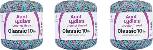 Vista 7 de Aunt Lydia Classic Crochet - Paquete de 3 unidades de 350y/1,049.9 ft - Blanco Antiguo
