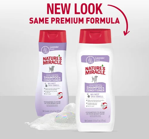 Vista 3 de Nature's Miracle Nature's Miracle - Champú y acondicionador para control de olores, 16 onzas, aroma a lavanda Odor Control Formula With Charcoal