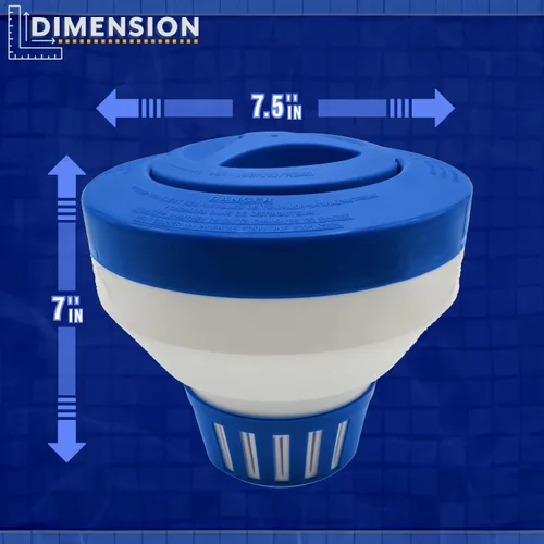 Vista 2 de Dispensador flotante de cloro, cuello ajustable, tabletas de hasta 3 pulgadas Alimentador de cloro, collar ajustable para una dispersión óptima