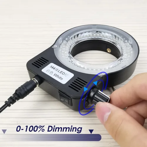 Vista 4 de Iluminador del anillo del microscopio de luz LED, fuente de luz ajustable del anillo de 144 LED para la industria Monocular binocular trinocular