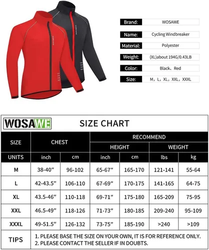 Vista 5 de WOSAWE Chaqueta de ciclismo para hombre, rompevientos ultraligera reflectante