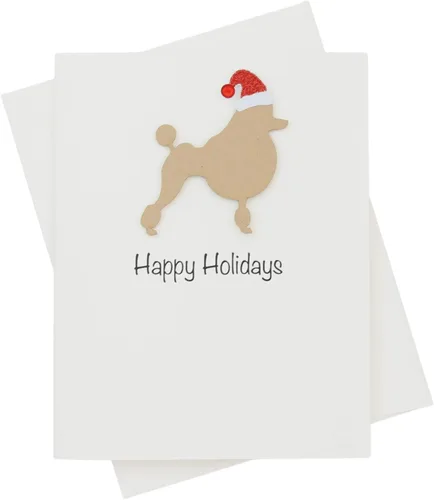 Vista 30 de Black Doodle Bernedoodle - Tarjetas de Navidad (10 unidades), hechas a mano, base blanca, perro con sombrero de Papá Noel Negro