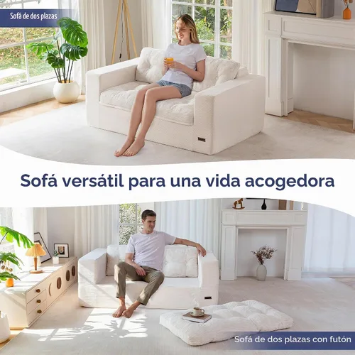 Vista 3 de MAXYOYO Sofá biplaza de 63 pulgadas para espacios pequeños, sofá de nube tapizado sin hueso para apartamento dormitorio, sofá biplaza de 2 plazas