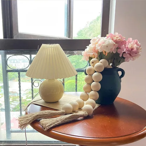 Vista 91 de OMISHE Guirnalda de cuentas de madera extra grande con cuentas de madera y borlas de 1.6 pulgadas de diámetro, cuentas decorativas rústicas de 41