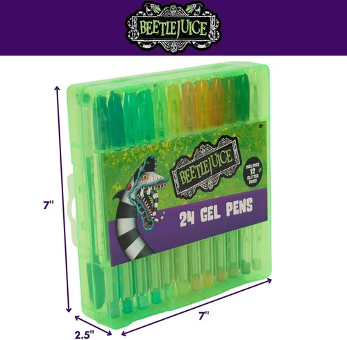 Vista 2 de Innovative Designs Beetlejuice - Juego de bolígrafos de gel para niños, paquete de 24 con bolígrafos de gel con purpurina, bonitos bolígrafos