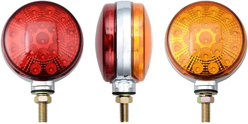 Vista 6 de CORP - 1 par de luces redondas de 4 pulgadas con 42 LED de doble cara, color ámbar rojo, montaje en un solo perno de guardabarros, luces de señal