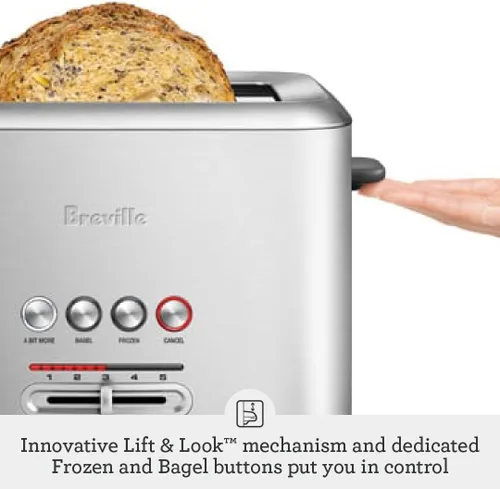 Vista 5 de Breville BTA720XL Bit More Tostadora, 2 Rebanadas, Acero Inoxidable Cepillado Toast bagels and thick, artisanal bread evenly in wide slots