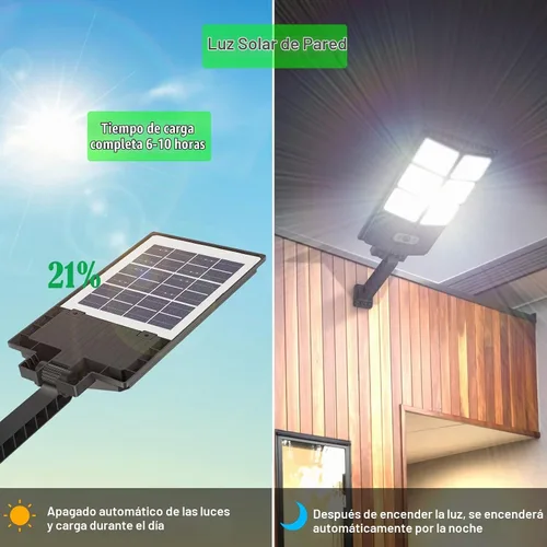 Vista 2 de Luces solares de 150 W impermeables para exteriores, 8000 lúmenes, luces solares LED de inundación, sensor de movimiento al aire libre con control