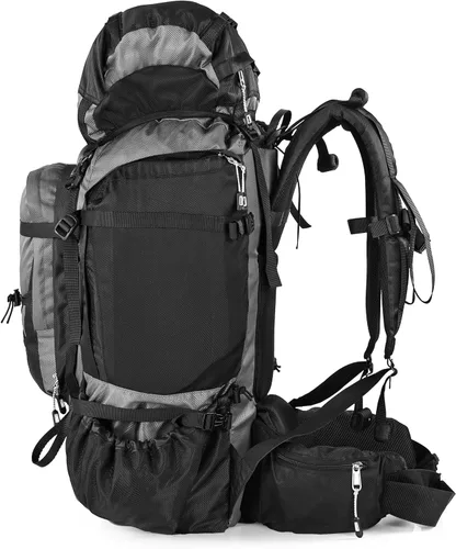Vista 2 de UltraSonik 65L Mochila técnica de senderismo con capucha, Gris con capucha negra, Exteriores
