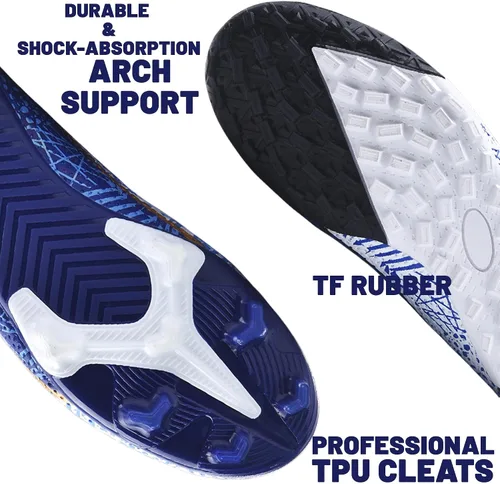 Vista 4 de HESBITEUL Botines de fútbol para hombre y mujer, jóvenes, botas de fútbol FG para exteriores, transpirables, zapatos de entrenamiento