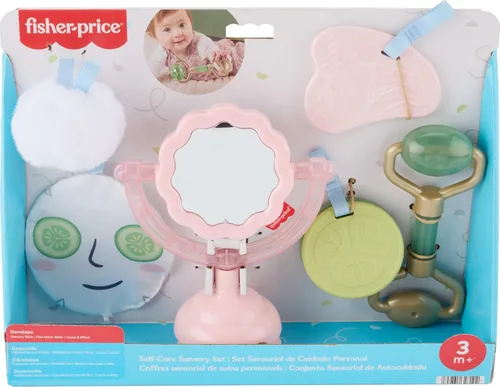 Vista 6 de Fisher-Price Baby Toys Mini Me Moments - Juego sensorial de cuidado personal, 6 piezas, sonajero y mordedor, actividades para recién nacidos a