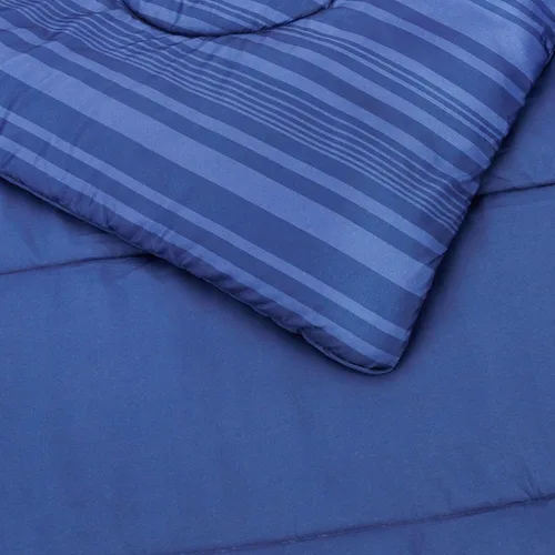 Vista 4 de Amazon Basics - Juego de edredón Twin/Twin XL con sábanas, juego de ropa de cama de 5 piezas, microfibra ligera azul Calvin a rayas, en una bolsa