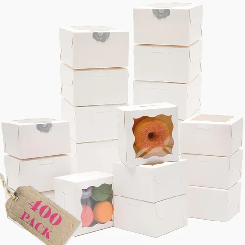 Vista 15 de Bakepacker 60 piezas Cajas para galletas negras de 6 x 6 x 3 pulgadas, fáciles de montar, cajas para macarrones y repostería con ventana para Negro