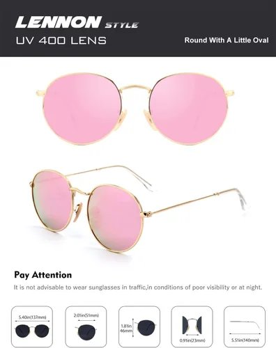 Vista 5 de CGID Gafas de sol unisex polarizadas redondas E01 Lennon