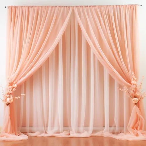 Vista 12 de Cortina de telón de fondo de tul azul bebé de 10 x 10 pies para fiestas, cortinas de fondo transparentes para bodas, baby shower, baby shower