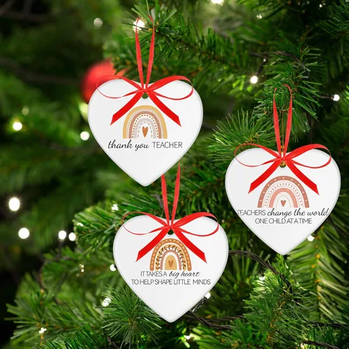 Vista 5 de Sliner 12 piezas de regalo de agradecimiento para profesores, el mejor regalo para profesores para mujeres, adorno de corazón de cerámica
