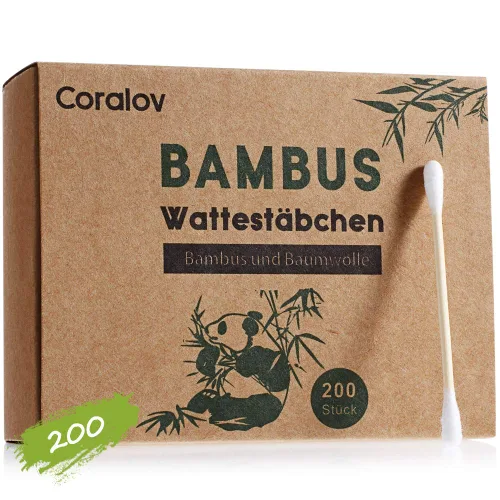 Vista 8 de Hisopo de algodón de bambú, 1000 unidades de brotes de algodón doble de bambú de bambú orgánico hisopo de oreja de bambú orgánico para orejas