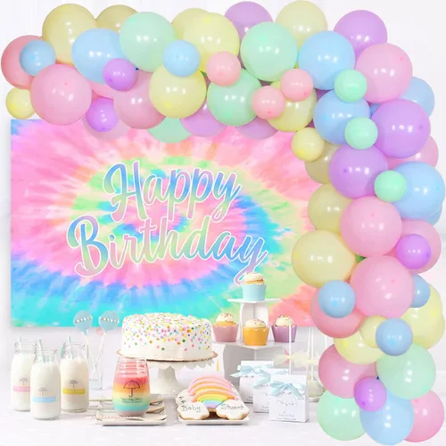 Vista 7 de Decoraciones de cumpleaños número 10 para niñas, juego de guirnalda de globos de macarrón con un solo dígito con texto en inglés "I'm 10" Backdrop