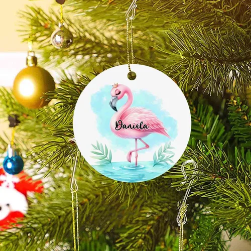 Vista 5 de Adorno de flamenco para la primera Navidad 2025, regalos personalizados de flamenco para los amantes del flamenco, adorno de flamenco de primera