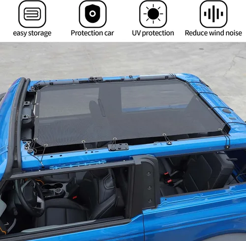 Vista 5 de JWWY Parasol de malla para el sol, protección solar para bikini en la parte superior del techo, malla de protección solar para 2021-2026+ Ford