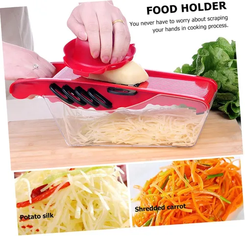 Vista 2 de KICHOUSE Soporte de seguridad alimentaria Mandolina Slicer Rallador de Dedo Resistente Protector de Dedo Vegetal Queso Rallador Multifuncional