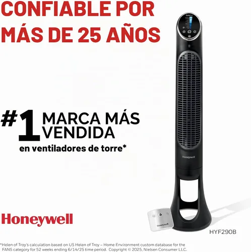 Vista 8 de Ventilador Honeywell 8 Enhanced Powerful and Quiet Fan Settings, Oscillating Airflow, Auto Timer, Slim Space-Saving Design with Remote Control