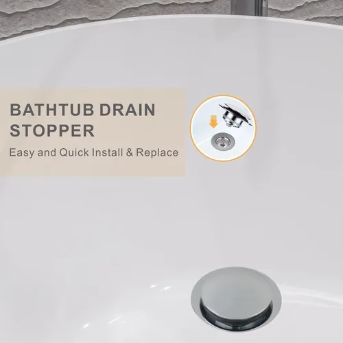 Vista 3 de WELLUP Tapón de drenaje de bañera, tapón de bañera Pop Up Reemplazo Plata