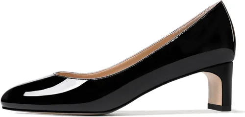 Vista 2 de Zapatos de tacón bajo con punta redonda para mujer, estilo formal, cómodo, sin cordones, de 2 pulgadas