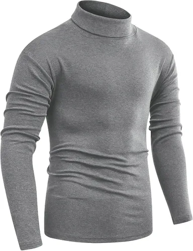Vista 2 de Beauhuty Camisetas básicas de cuello alto de manga larga para hombre