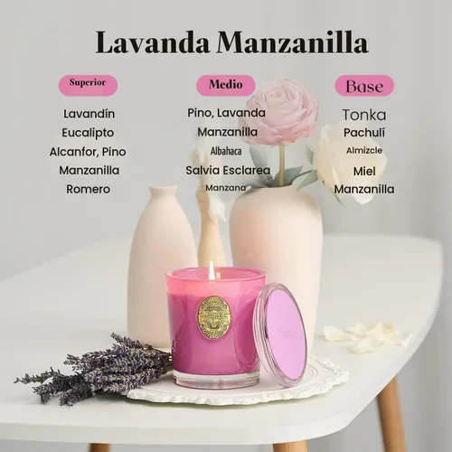 Vista 4 de M&SENSE Vela de soja natural, morado y manzanilla lavanda, 10.2 onzas, quema 55H, vela perfumada de lujo para relajación, regalo, decoración