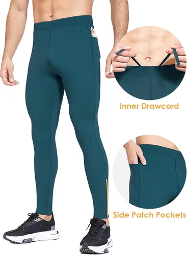 Vista 4 de BALEAF Mallas de correr de vellón para hombre pantalones térmicos resistentes al agua leggings con cremallera en las piernas bolsillos para ciclismo
