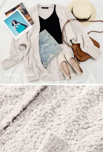 Vista 4 de ZESICA Women's 2024 Fall Winter Popcorn Long Sleeve Open Front Chunky Knit Oversized Cardigan Sweater Coat