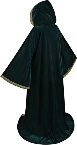 Vista 3 de Bata de terciopelo con capucha y mangas, disfraz de Halloween para cosplay