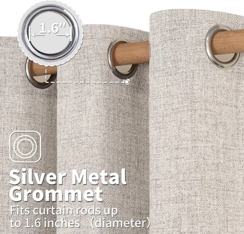 Vista 239 de BGment Cortinas de Lino Beige de 63 Pulgadas de Largo 2 Paneles - Tratamientos para Ventanas con Textura de Arpillera Filtrantes de Luz Cortinas B