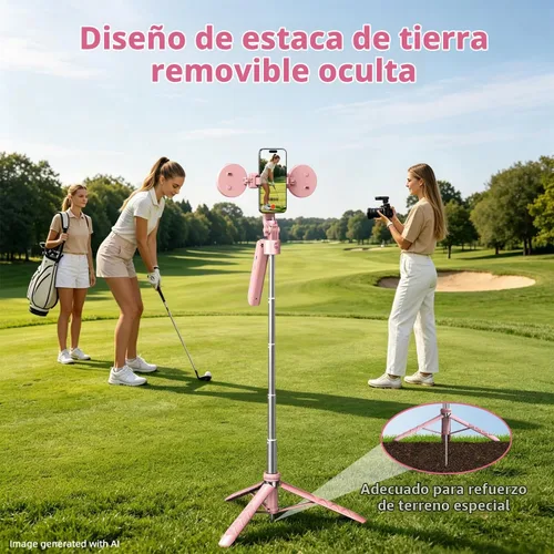 Vista 5 de Trípode magnético de seguimiento facial automático rosa con luz para iPhone, trípode para selfie stick de 71 pulgadas, rotación de 360° que sigue tu