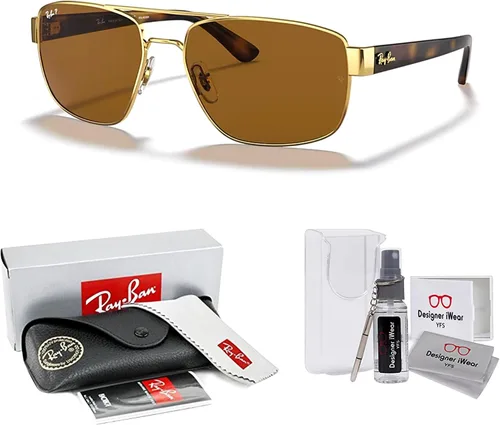 Vista 2 de Ray-Ban RB3663 - Gafas de sol rectangulares para hombres + paquete con KIT DE ACCESORIOS PARA GAFAS