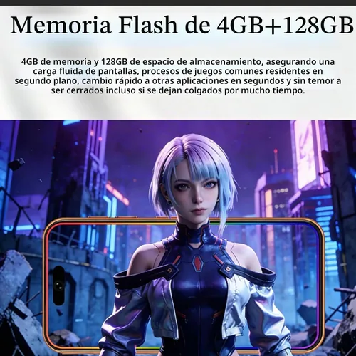 Vista 3 de Mini teléfono desbloqueado HD de 5.3 pulgadas, 4+128 GB, teléfono desbloqueado 5G, teléfono inteligente Android 14, batería de 5000 mAh, SIM Azul